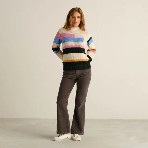 DEDICATED Sweater Gotland Offset Stripe Multi Color
