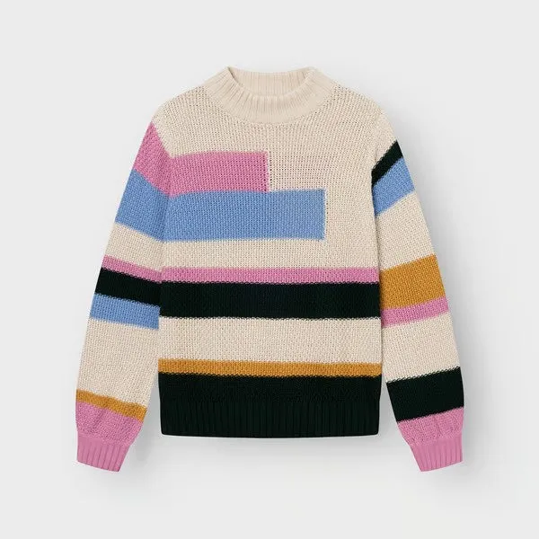 DEDICATED Sweater Gotland Offset Stripe Multi Color