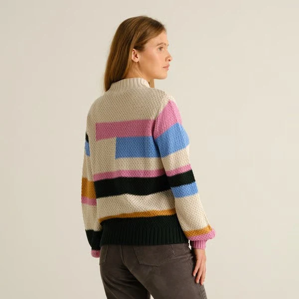 DEDICATED Sweater Gotland Offset Stripe Multi Color