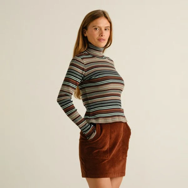 DEDICATED Rib Top Malma Irregular Stripe Green