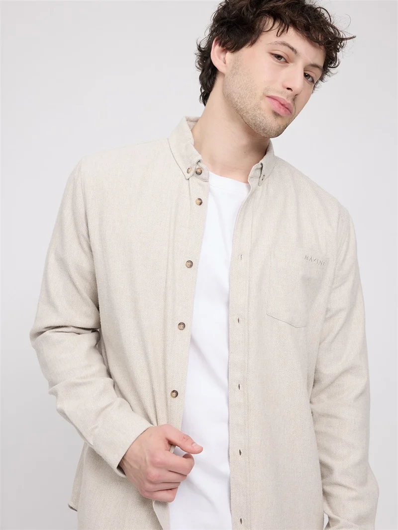 MAZINE Melange Flannel Shirt sandy-olive mel