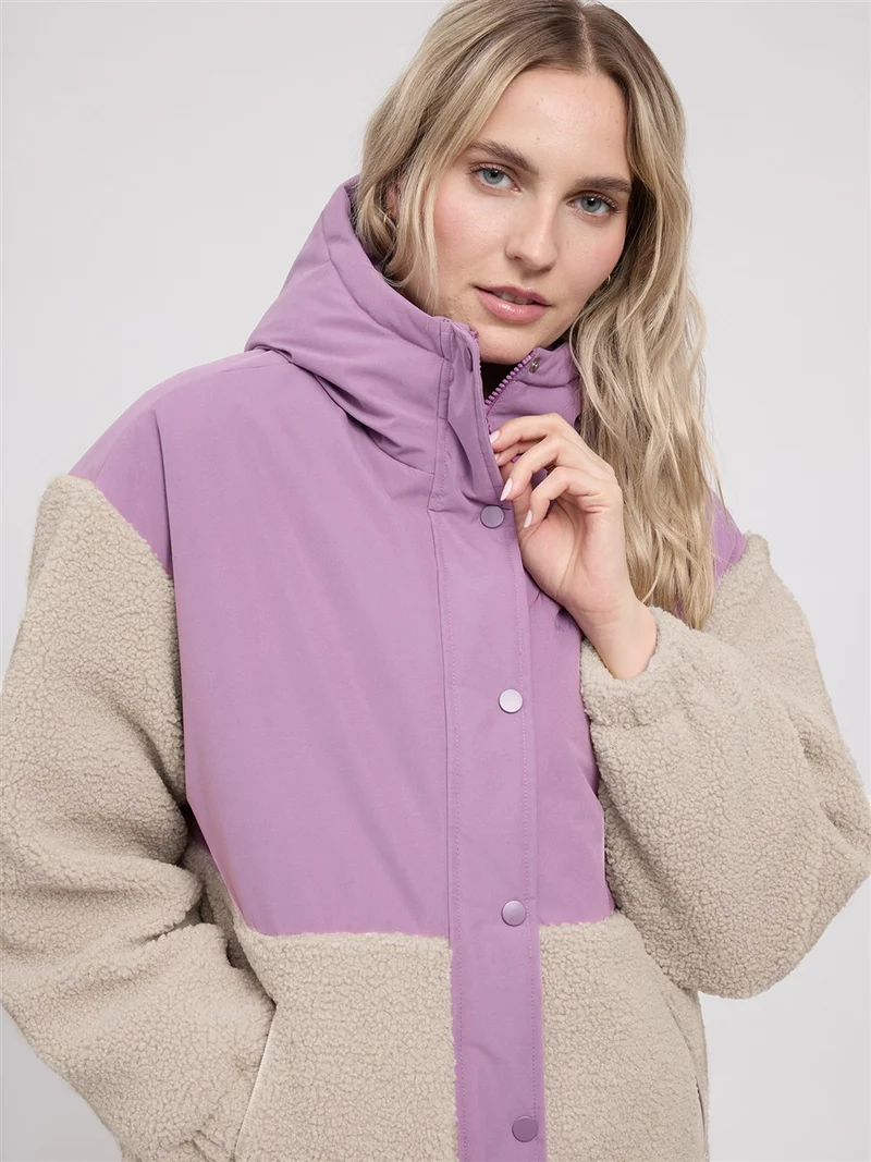 MAZINE Fabric Blocking Jacket grape-pink-natural