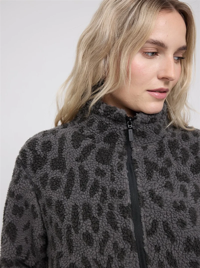 MAZINE Printed Teddy-Fleece Jacket grey-printed