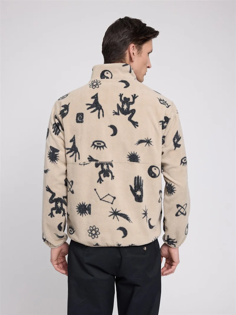 MAZINE Printed Fleece Half-Zip light-taupe-mystical