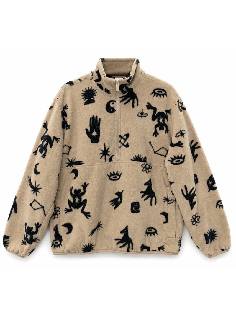 MAZINE Printed Fleece Half-Zip light-taupe-mystical
