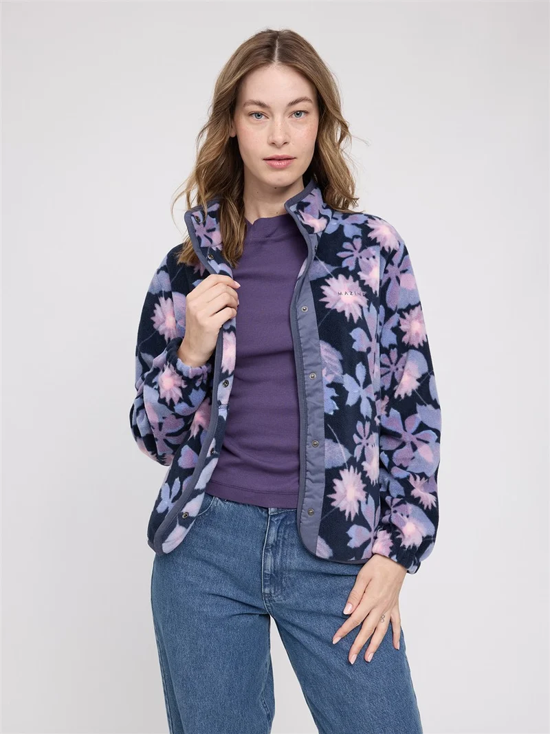 MAZINE Printed Fleece Jacket dark-blue-winter-floral