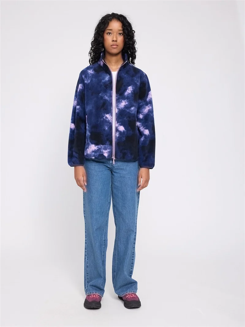 MAZINE Printed Fleece Zip Jacket purple-indigo-clouds