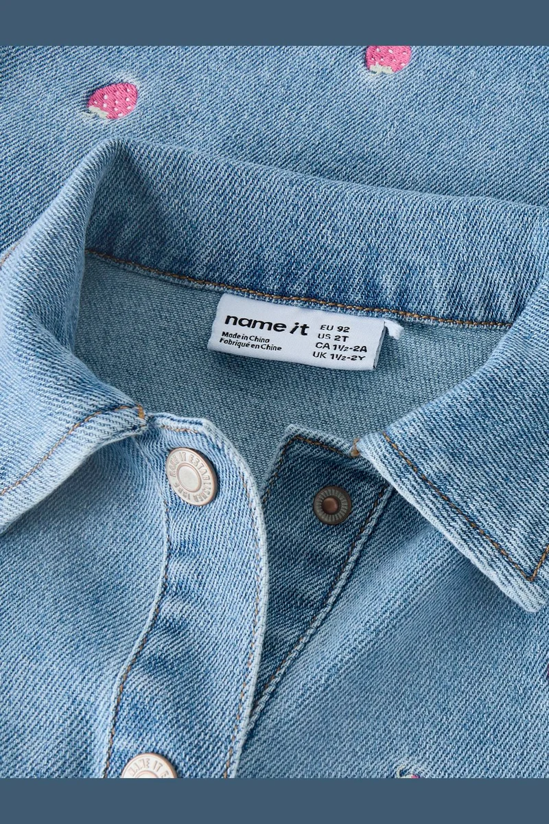 Name It - Nmflaila Ss Emb Dress 6202-Iz - 5055048 Light Blue Denim Starwberry