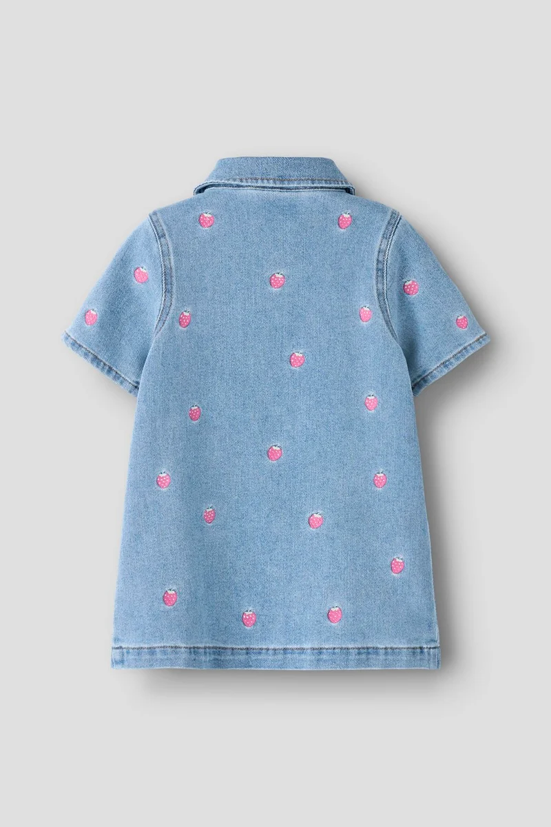 Name It - Nmflaila Ss Emb Dress 6202-Iz - 5055048 Light Blue Denim Starwberry