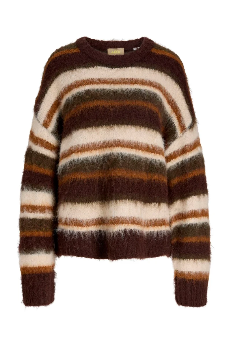 Jjxx - Jxjoe Crew Neck Knit - 5148589 Fudge /Multi Stripes