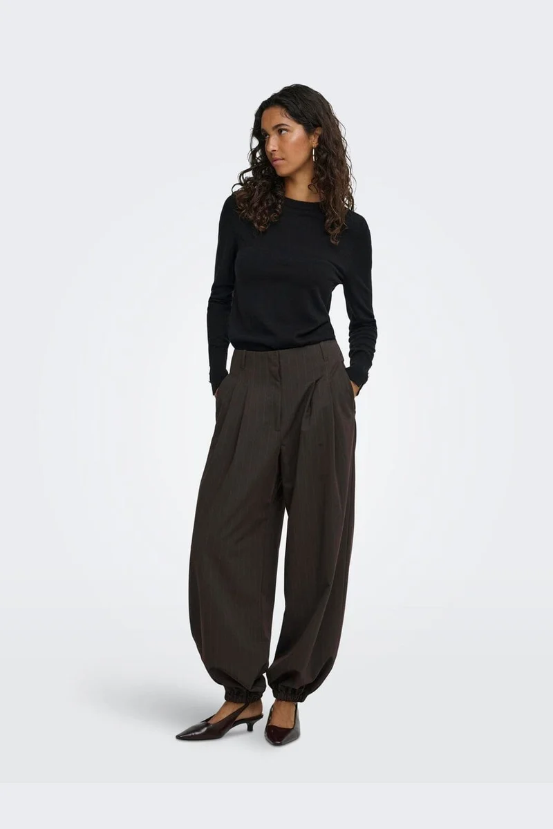 JDY - Jdymadeline Balloon Pant - 5151605 Chocolate Torte Tobacco Pin Stripe