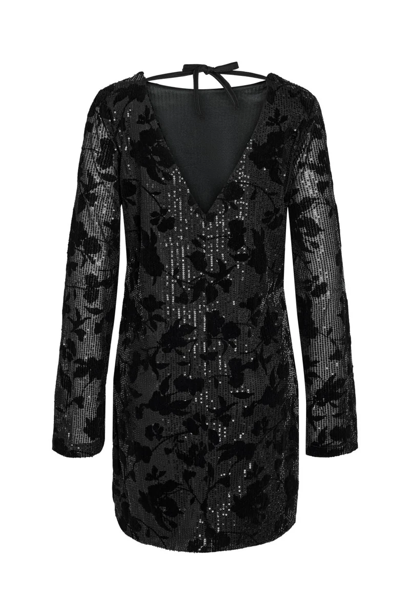 Noisy May - Nmsigna L/S Sequin Short Dress - 5105614 Black