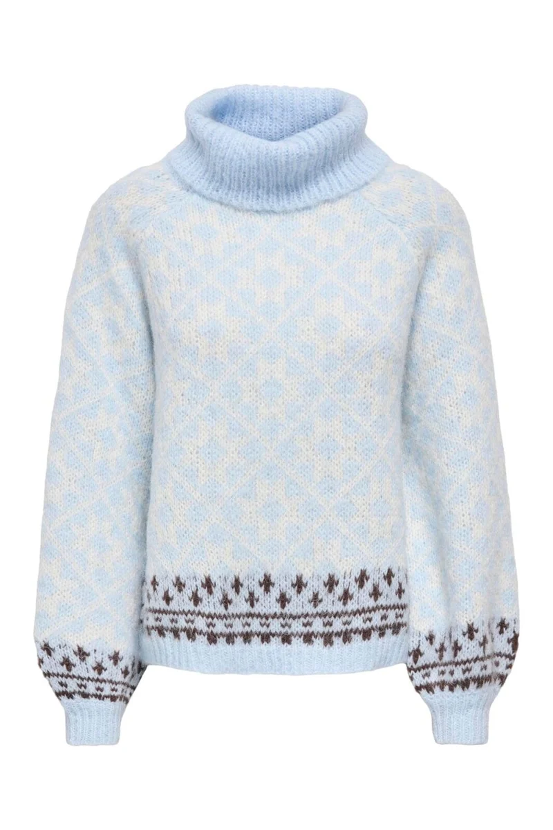 Only - Onlcaro Ls Rollneck Cc Knt - 5026023 Cashmere Blue Bitch/Coffee Bean