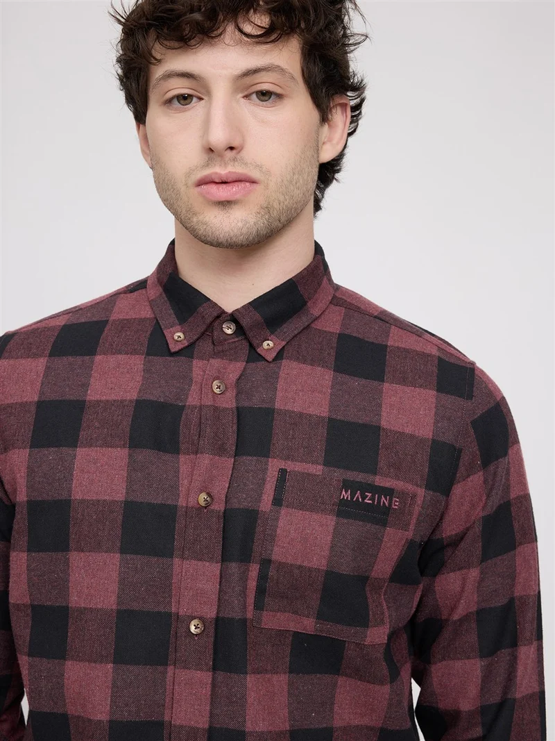MAZINE Checked Flannel Shirt eggplant-black-mel
