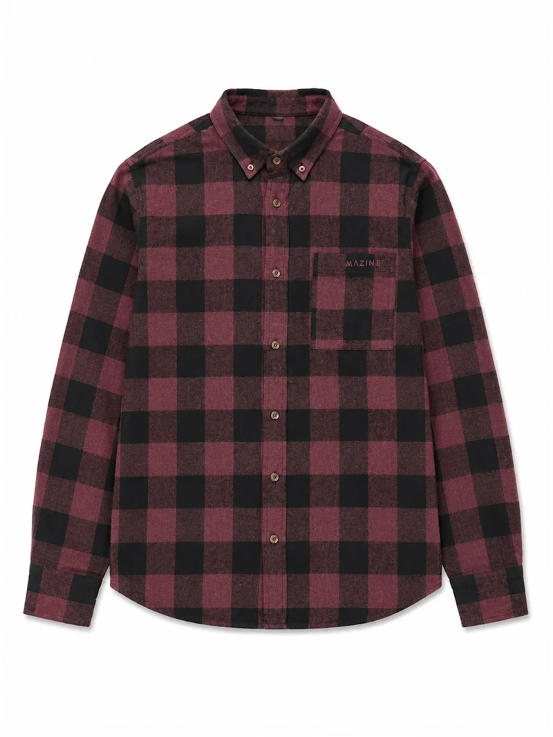 MAZINE Checked Flannel Shirt eggplant-black-mel