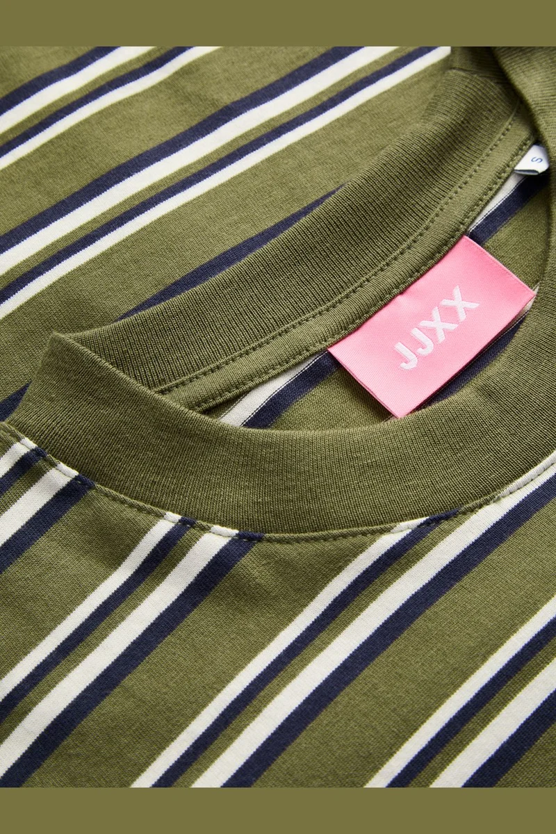 Jjxx - Jxsophia Boxy Ls Stripe Tee Sn - 5143912 Winter Moss Night Sky & Vanilla Ice