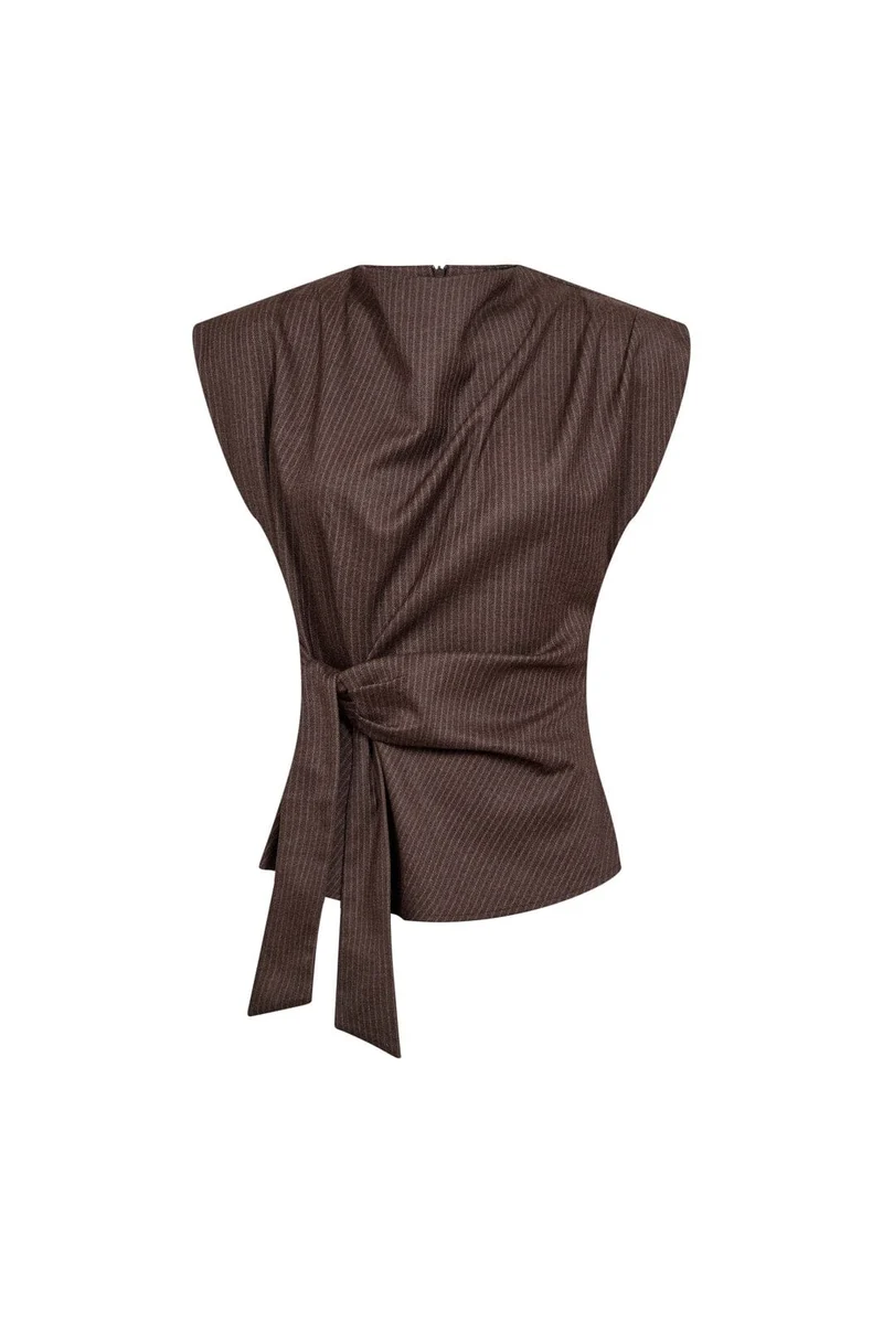 Co´Couture - Sinacc Pin Pleat Top 500488 - 20003 - Dark Brown