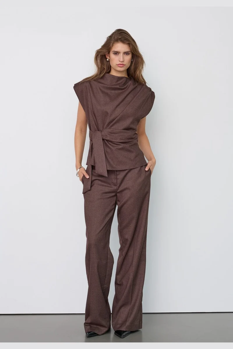 Co´Couture - Sinacc Pin Pleat Top 500488 - 20003 - Dark Brown