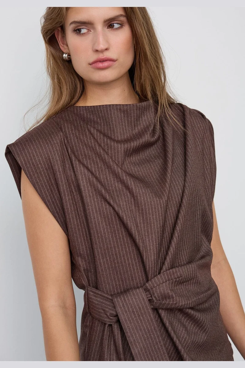 Co´Couture - Sinacc Pin Pleat Top 500488 - 20003 - Dark Brown