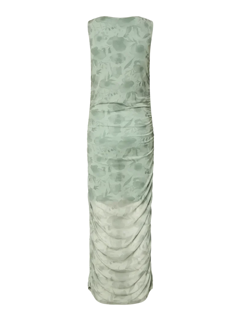 Pieces - Pcally Sl Boatneck Ankle Dress - 5065905 Woodbine Flowers