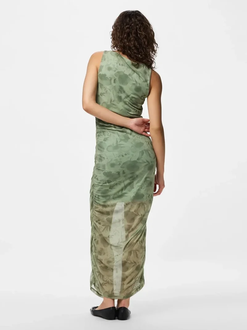 Pieces - Pcally Sl Boatneck Ankle Dress - 5065905 Woodbine Flowers