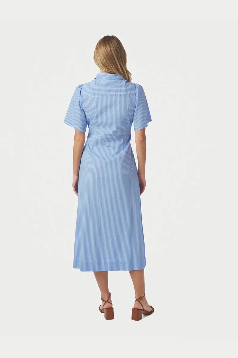 Neo Noir - Baia Stripe Poplin Dress 167585 - 145 - Light Blue