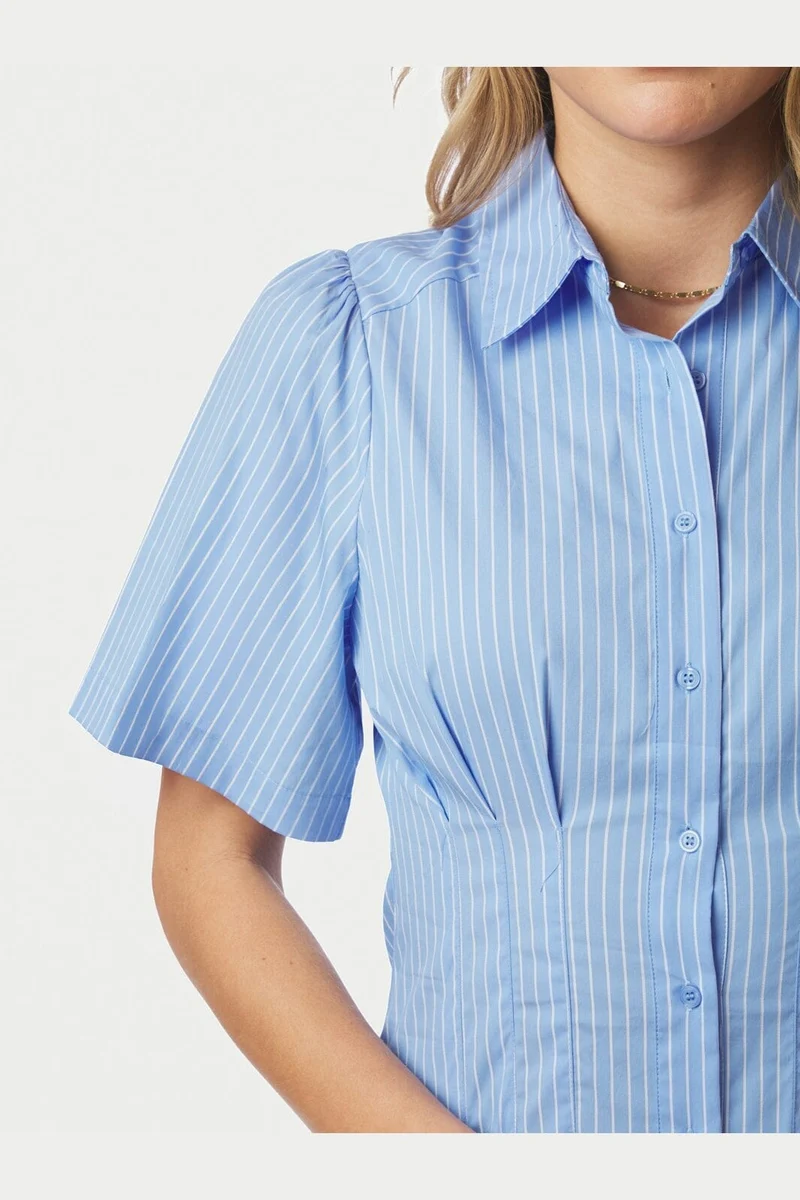 Neo Noir - Baia Stripe Poplin Dress 167585 - 145 - Light Blue