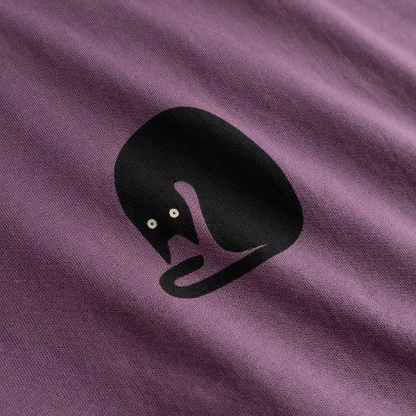 DEDICATED T-Shirt Visby Curious Cat Berry Purple