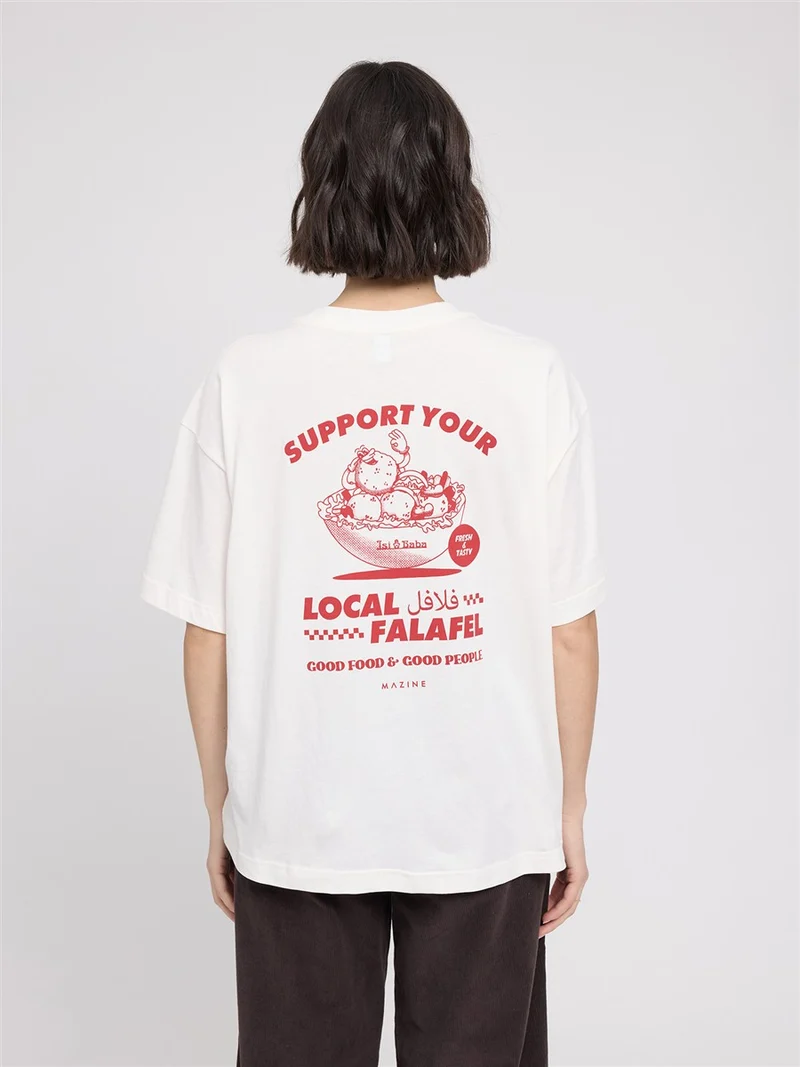 MAZINE Back Print Theme T-Shirt offwhite-falafel