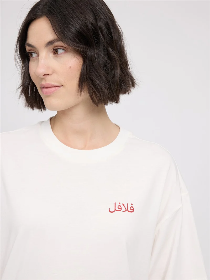 MAZINE Back Print Theme T-Shirt offwhite-falafel