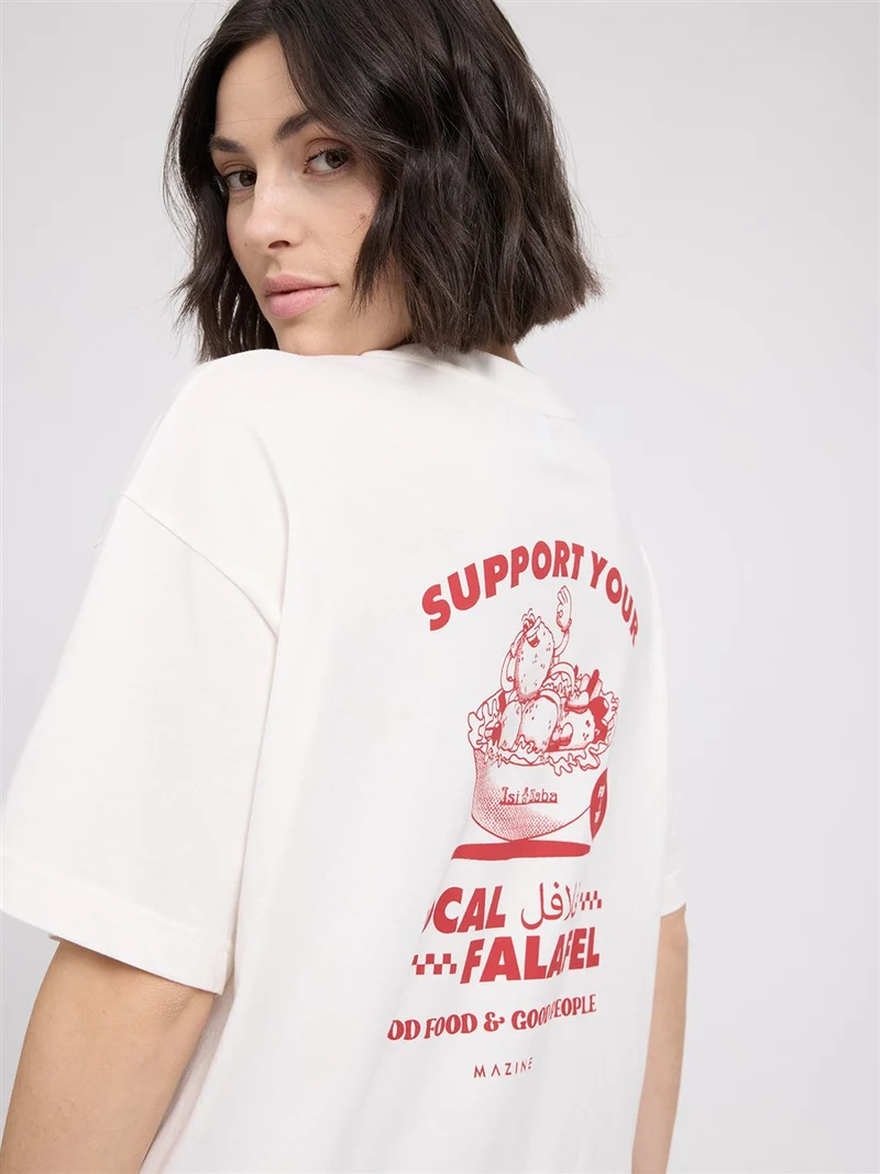 MAZINE Back Print Theme T-Shirt offwhite-falafel
