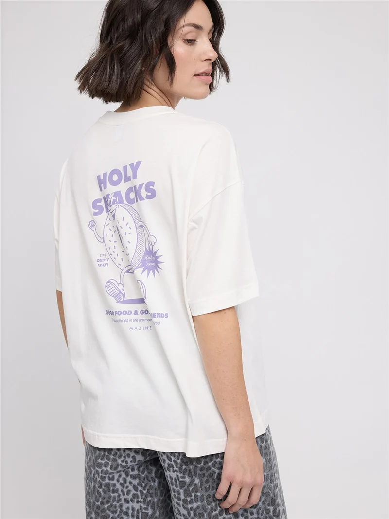 MAZINE Back Print Theme T-Shirt offwhite-donut