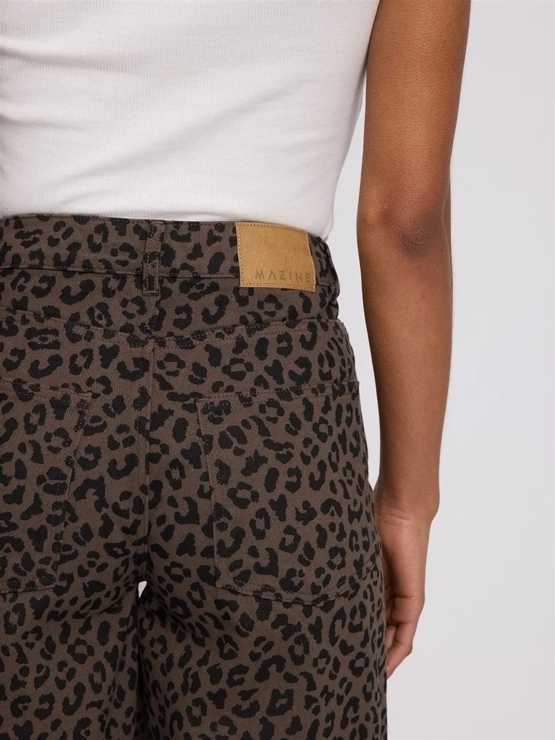 MAZINE Printed Barrel Leg Denim Pants chocolate-brown-printed