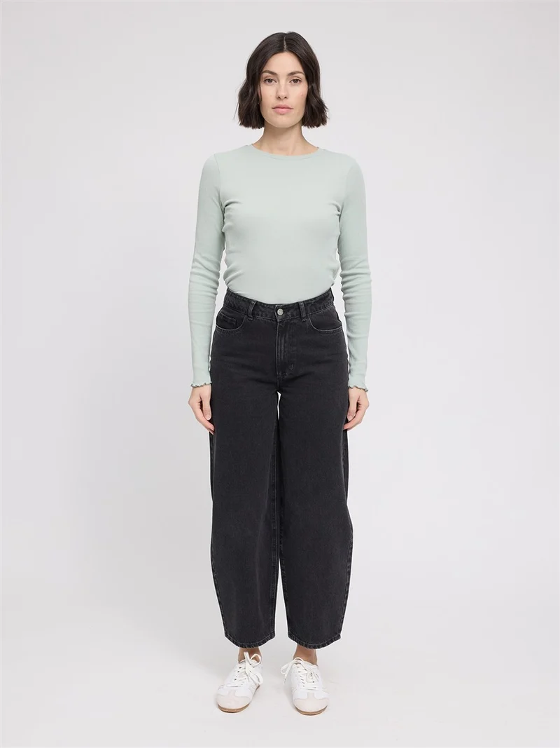 MAZINE Barrel Leg Denim Pants dark-grey