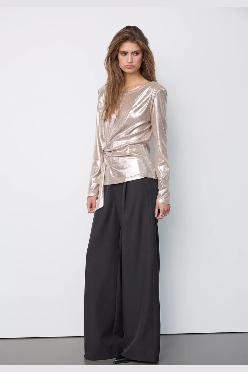 Co´Couture - Margotcc Ls Tie Tee 500635 - 20011 - Champagne
