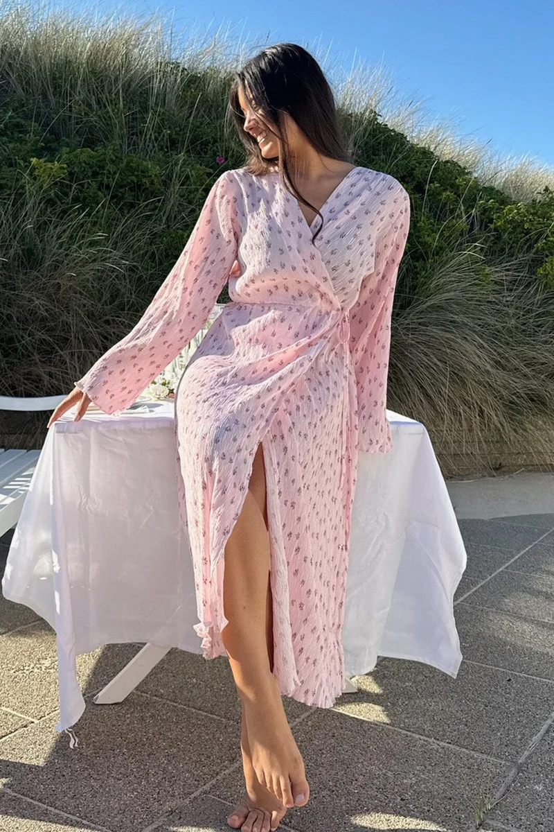 BYIC - Ofeliaic Long Wrap Dress A23640 - Pink