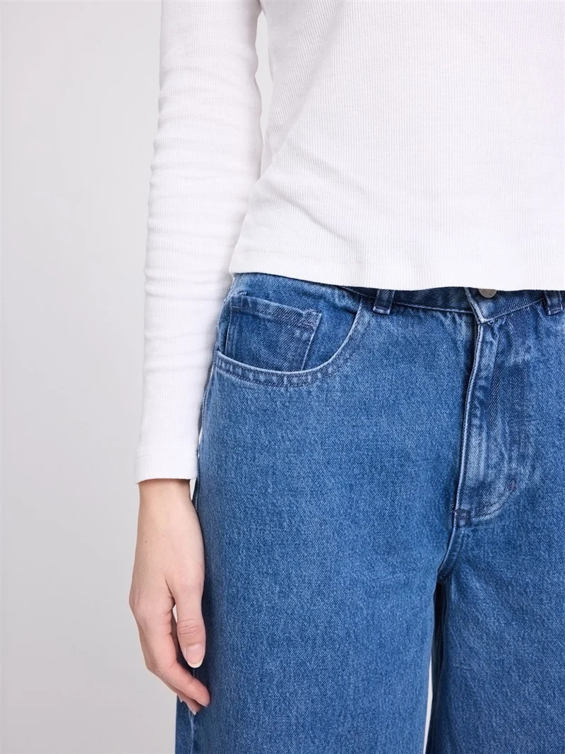 MAZINE Barrel Leg Denim Pants mid-blue