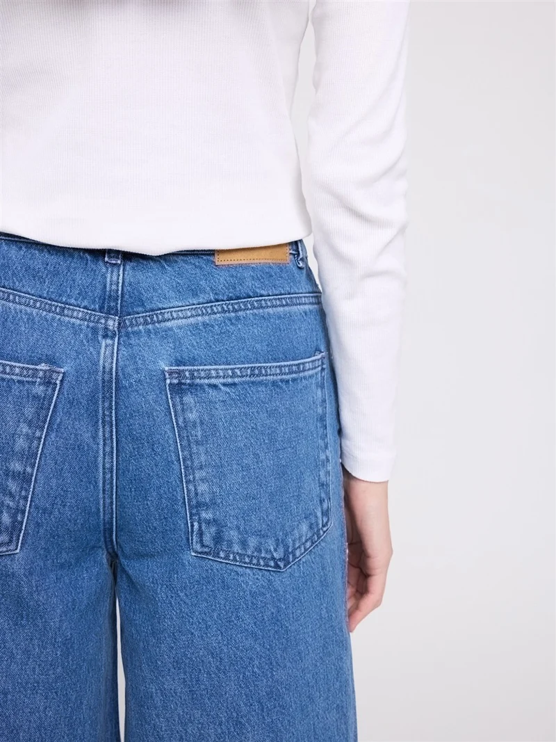 MAZINE Barrel Leg Denim Pants mid-blue