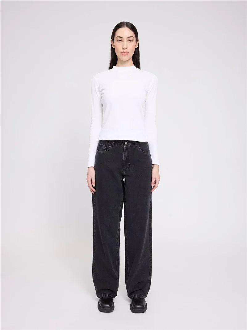 MAZINE Wide Leg Denim Pants dark-grey