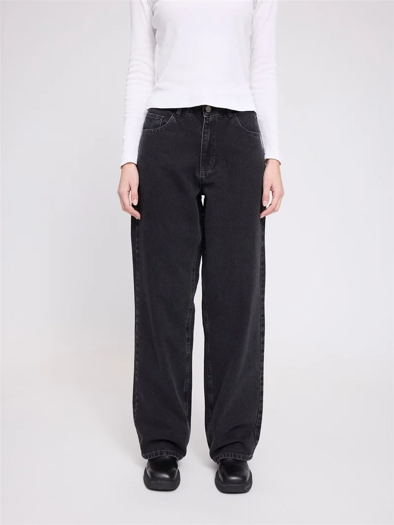 MAZINE Wide Leg Denim Pants dark-grey