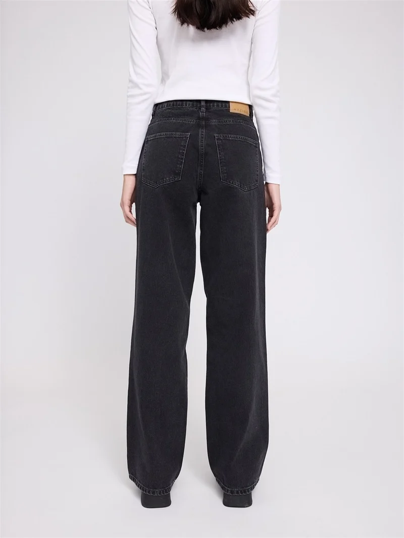 MAZINE Wide Leg Denim Pants dark-grey