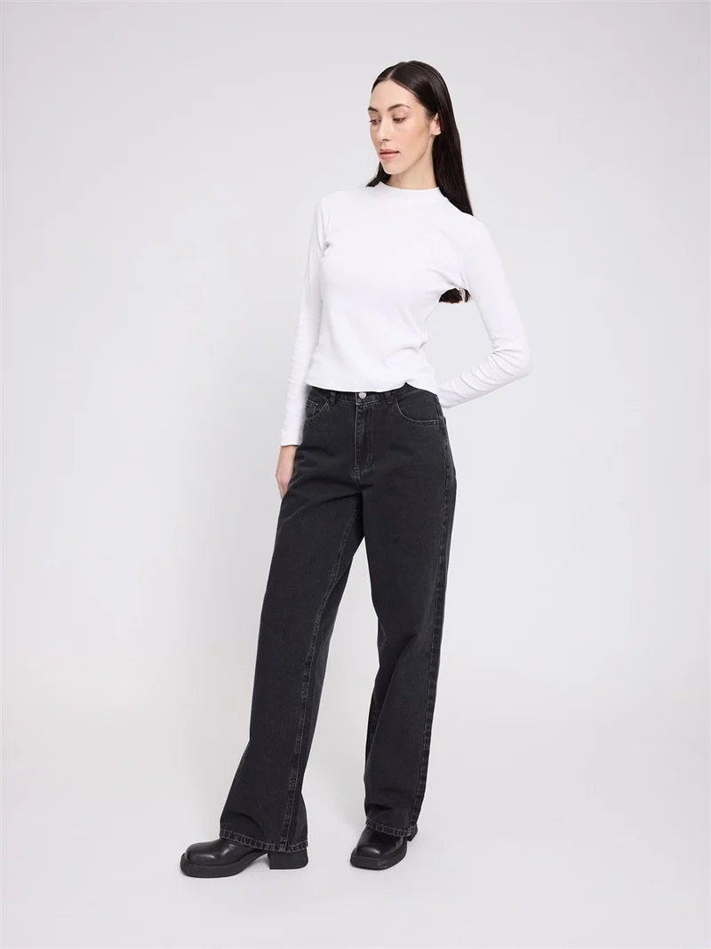 MAZINE Wide Leg Denim Pants dark-grey