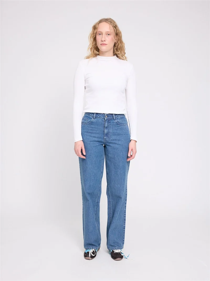 MAZINE Wide Leg Denim Pants mid-blue