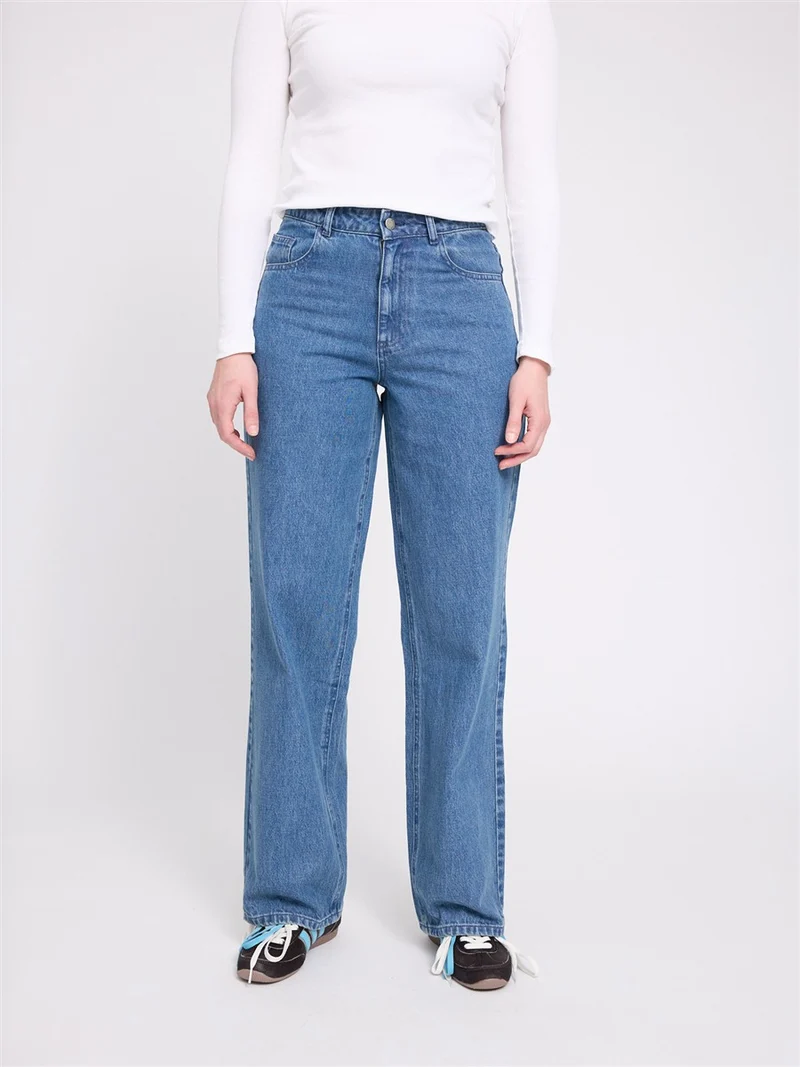 MAZINE Wide Leg Denim Pants mid-blue
