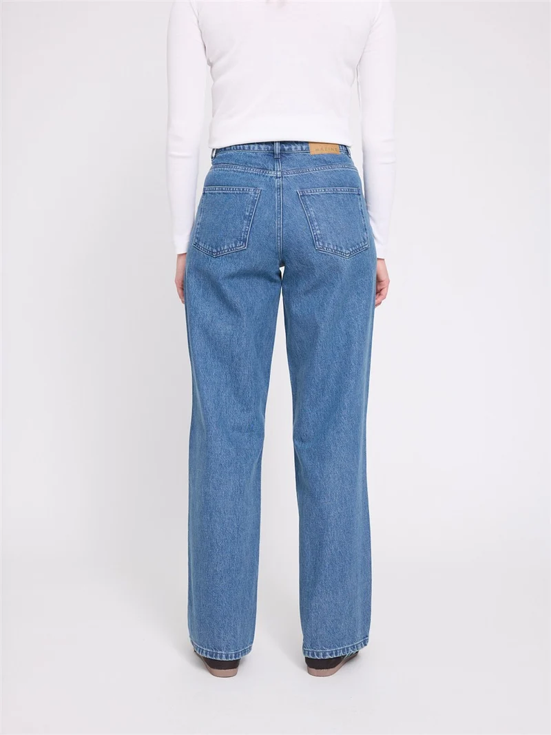 MAZINE Wide Leg Denim Pants mid-blue