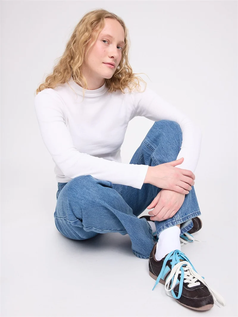 MAZINE Wide Leg Denim Pants mid-blue