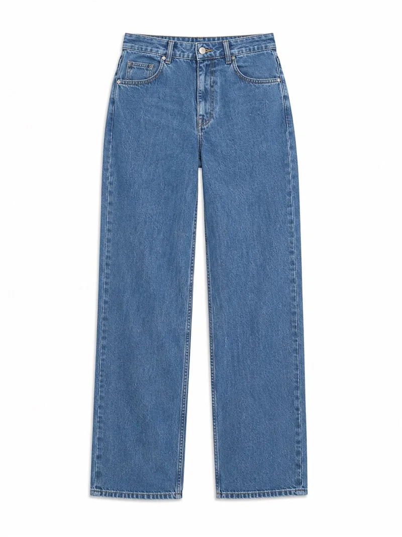 MAZINE Wide Leg Denim Pants mid-blue