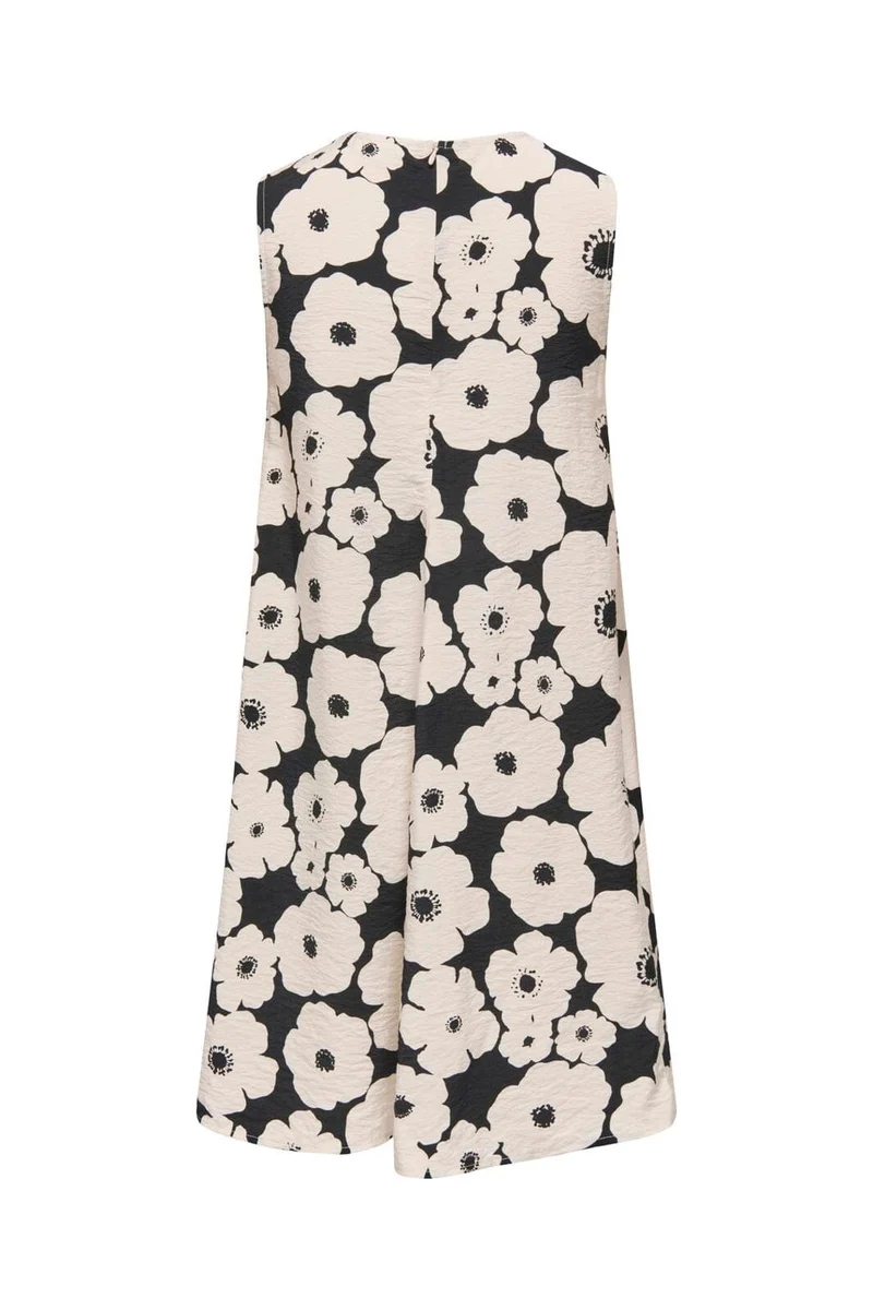 JDY - Jdytroya Barbara Life S/L Dress - 5054438 Black 24-03-26 W. Tapioca Big Flower