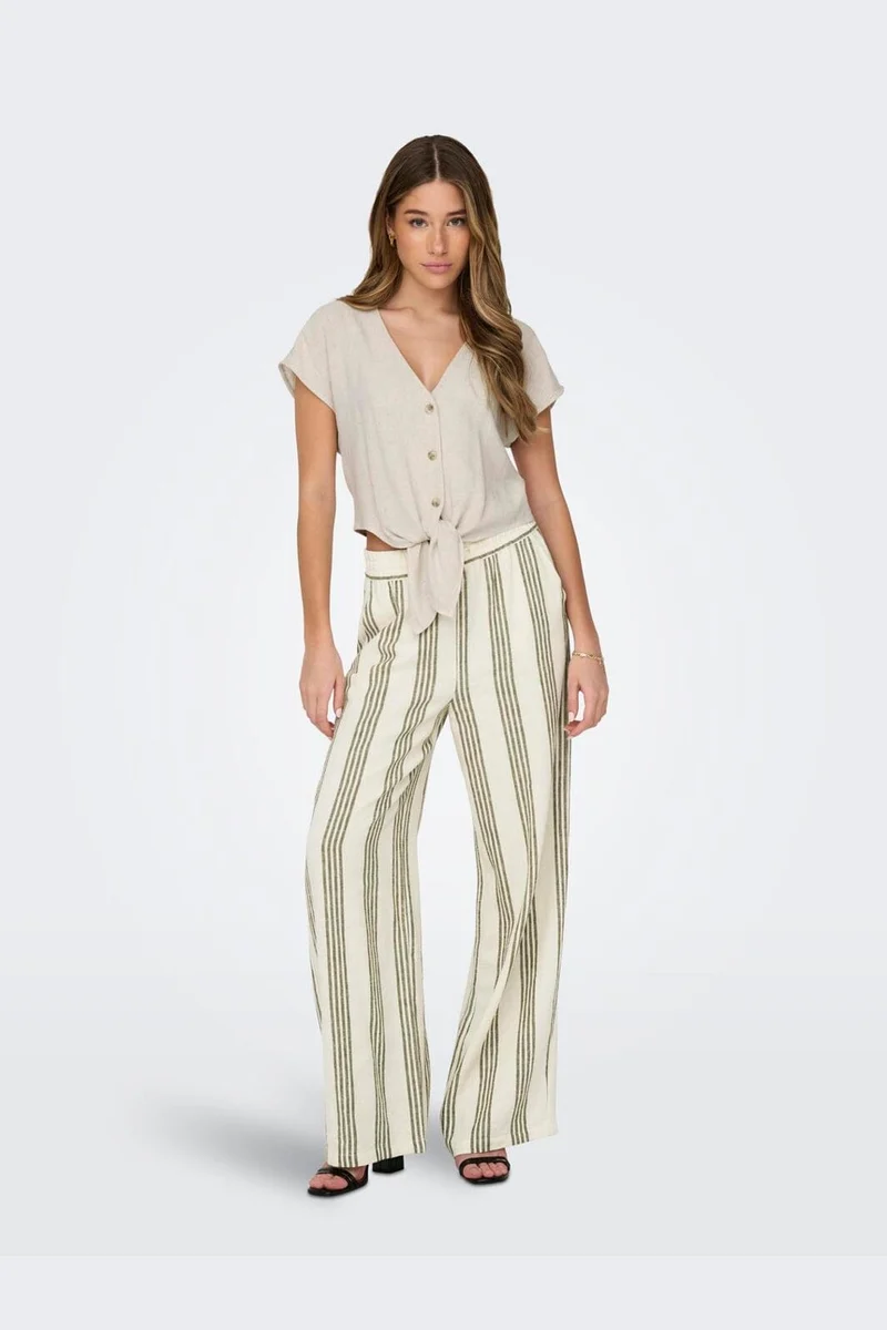 Only - Onlsiesta Ss Knot Lin Bl Shirt - 4486660 Moonbeam