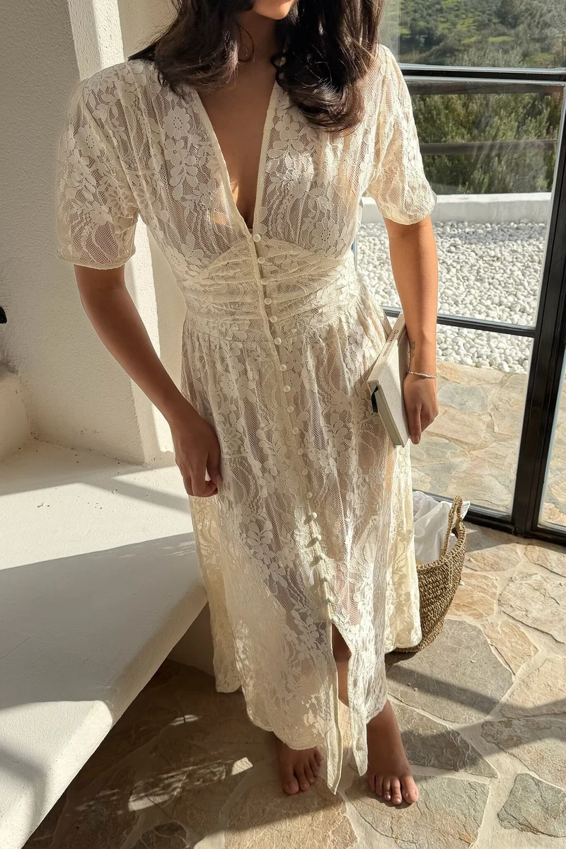 BYIC - Adeliaic Long Dress A23876 - Off White Lace